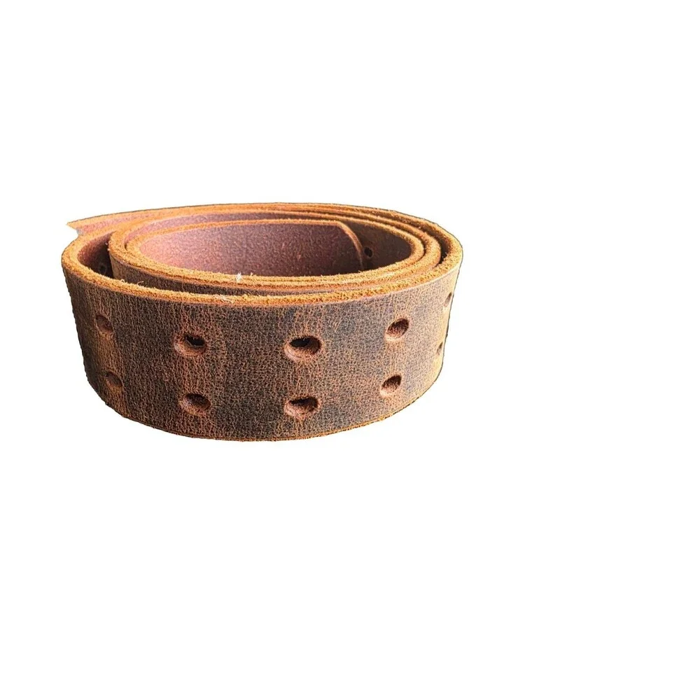 2 Hole Double Prong FULL GRAIN Thick Leather Heavy Duty Belt 1.5